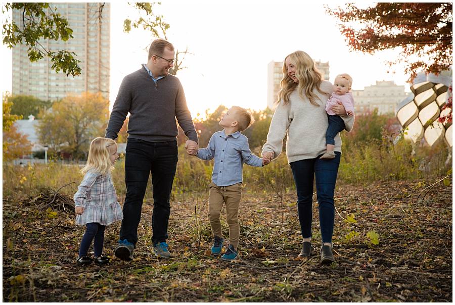 Chicago Fall Family Photographer at Sunset