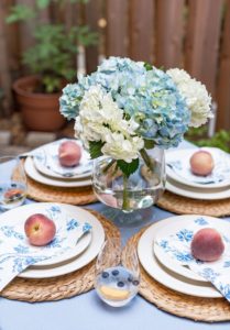 French Blue and Peach Tablescape Inspiration
