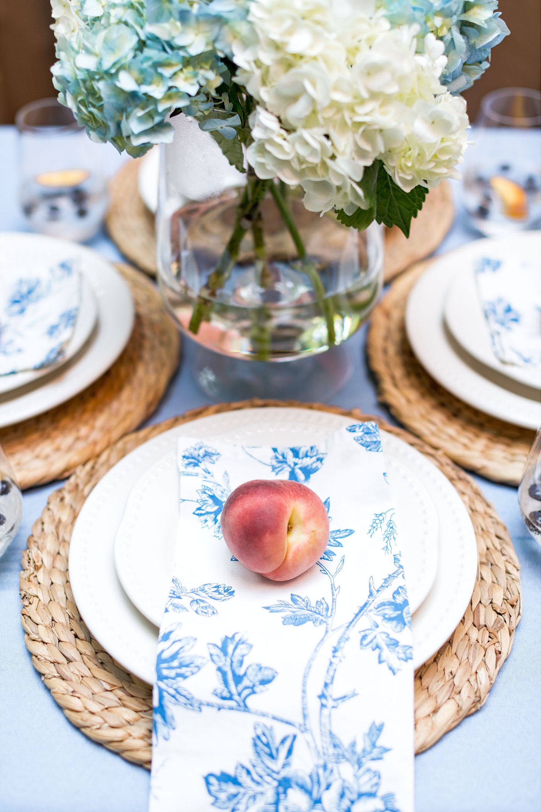 French Blue & Peach Tablescape Inspiration - Stephanie Anne Photography