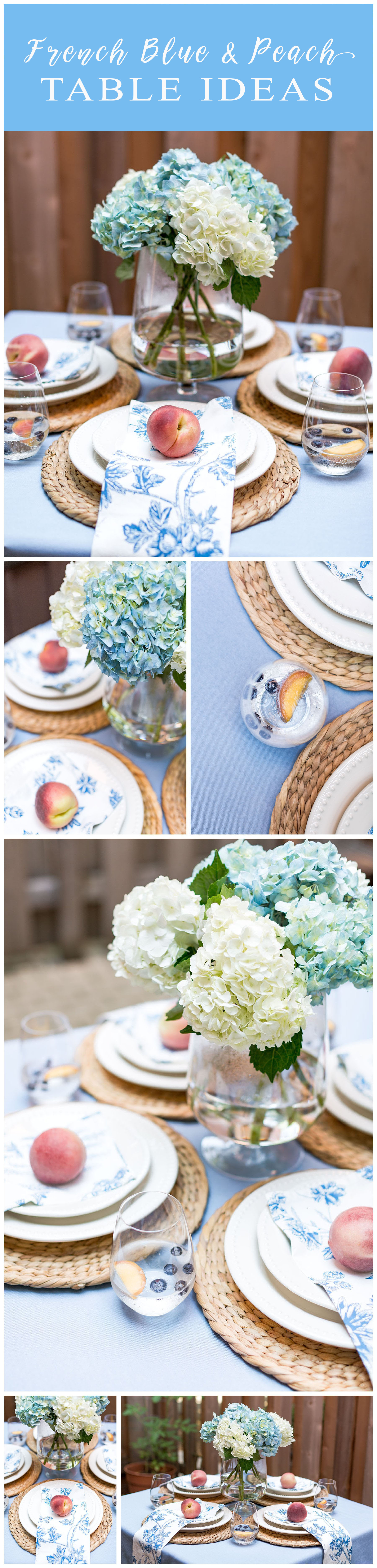 French Blue and Peach Tablescape Ideas and Inspiration