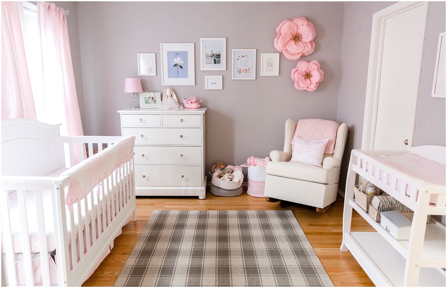 Classic and Southern Pink Toile Gingham Baby Girl Nursery