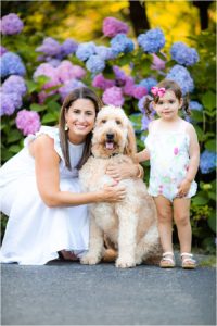 Chicago and Virginia Family Photographer Southern Summer Hydrangeas with Golden Doodle
